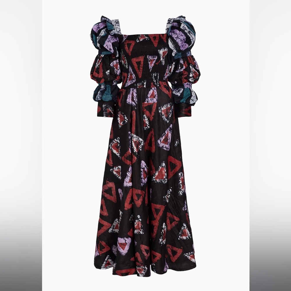 Busayo Daapo Tiered Printed Cotton Maxi Dress